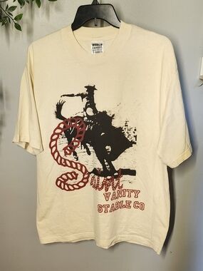 Saint Vanity Stable Co Rodeo Tee - Cream Men's XL NWOT